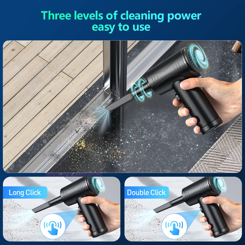 Compressed-air-duster-Keyboard-cleaner-200000 RPM Electric air dusters-Replace air can-no Canned air Duster-pc Cleaning-air Blower-Cordless air Duster for Computers-Compressed air 7600mAh Black