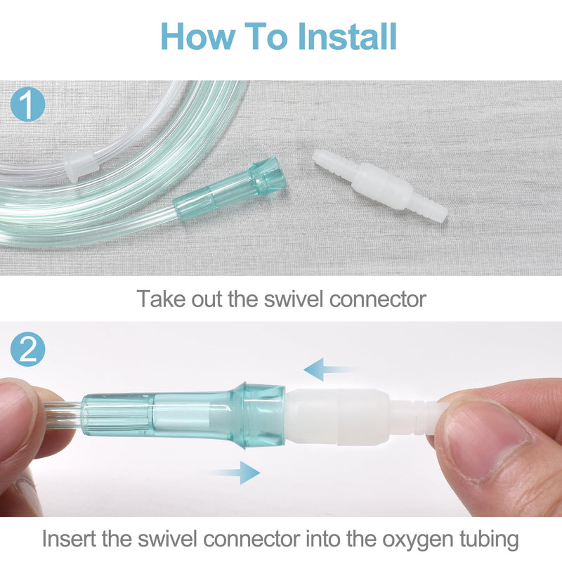 Pack of 10 Oxygen Nose Cannulas, Contains 5 Pieces 2 m Nose Tubes for Adults & 5 Pieces Hose Twist Connectors, Soft & Kink Resistant, High-Quality Accessories from BlessEase.