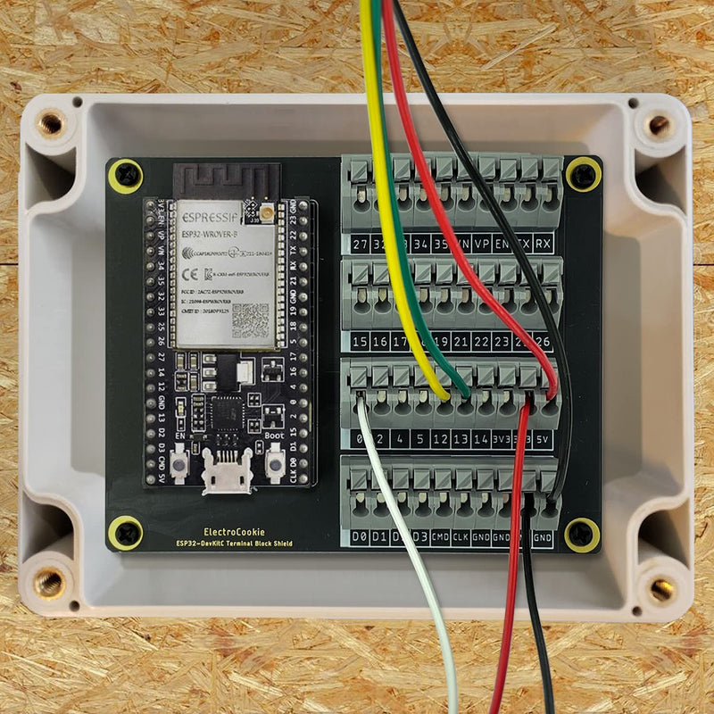 ElectroCookie ESP32 Terminal Block Shield Kit, Compatible for ESP32-DevKitC, Push-in Simple Spring Connector Expansion PCB Module