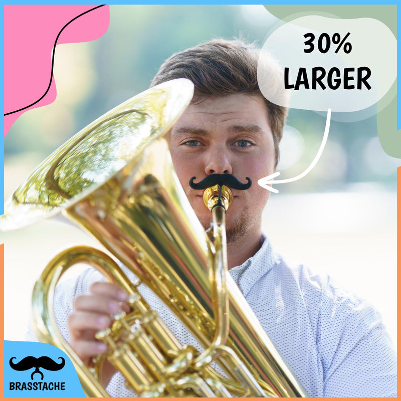 Brasstache 2.0 Combo Pack - [2-Pack] The Original Clip-on Mustache for Brass Instrument Mouthpieces, XL and Handlebar Combo Version (Tuba) Tuba