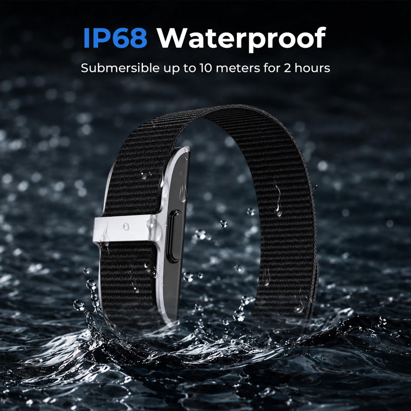 VOCOSTE Screenless Fitness Tracker with Heart Rate, Sleep Tracking | Personalized AI Insights Coaching, Free App, Ad-free, 7 Days Battery, IP68 Waterproof, Works with iOS&Android Black
