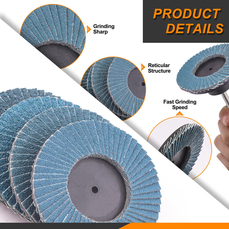 Rustark Flap Grinding Disc Kit Roll Lock Flap Sanding Wheels with Disc Pad Holder (3inch) 3 Inch