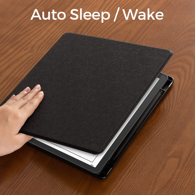 CoBak Case for Kindle Scribe - All New PU Leather Cover with Auto Sleep Wake Feature for Kindle Scribe 10.2" 2022 Released with Pen Holder Black
