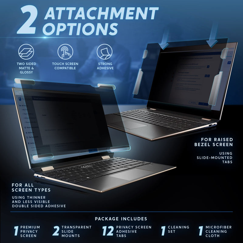 14 inch Computer Privacy Screen (16:9) - Blue Light Screen Protector - Laptop Anti Glare Screen Protector by Akamai 14.0 inch (Diagonal) (16:9) Black Privacy