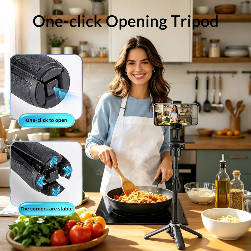 Magnetic Tripod Stand for Phone, Pocket Selfie Stick | 4.72" Folded Extends to 16.34", 210° Tilt 360° Rotation, Cell Phone Tripod for iPhone / Android 16in