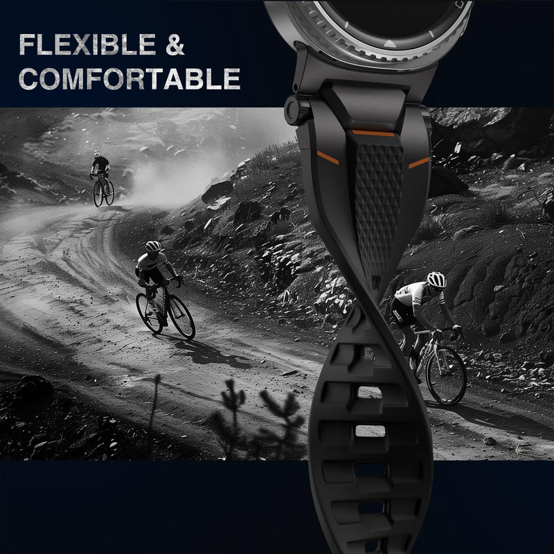 ULTIMAL Rugged TPU Band Compatible with Samsung Galaxy Watch 9/8/8 Classic | Replacement Strap with Mental Secure Connector Compatible with Galaxy Watch 9 8 44mm 40mm/8 Classic 46mm, Black+Black