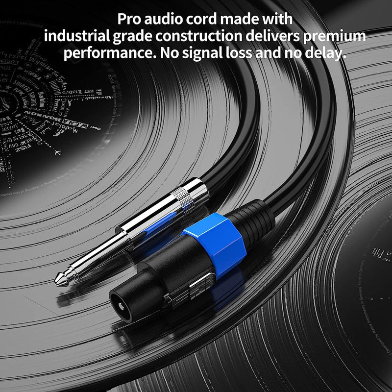 [AUSTRALIA] - Professional 12 Gauge Male to 1/4'' Male Audio Cord, Speakon to 1/4'' Speaker Cable DJ Speaker Cable with Twist Lock Connection Extension Wiring(6FT/1 Pack) 