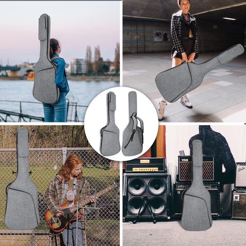 Bass Guitar Bag, Bass Gig Bag 7MM Padding Soft Electric Bass Guitar Case Backpack with Pockets, Grey Grey-1