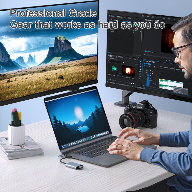 USB-C/A 2-in-1 CFexpress Type A Card Reader with USB 3.2 (Gen 2) 10Gbps | Compatible with Windows/Mac/Linux/Android, Plug and Play, Excellent heat dissipation performance