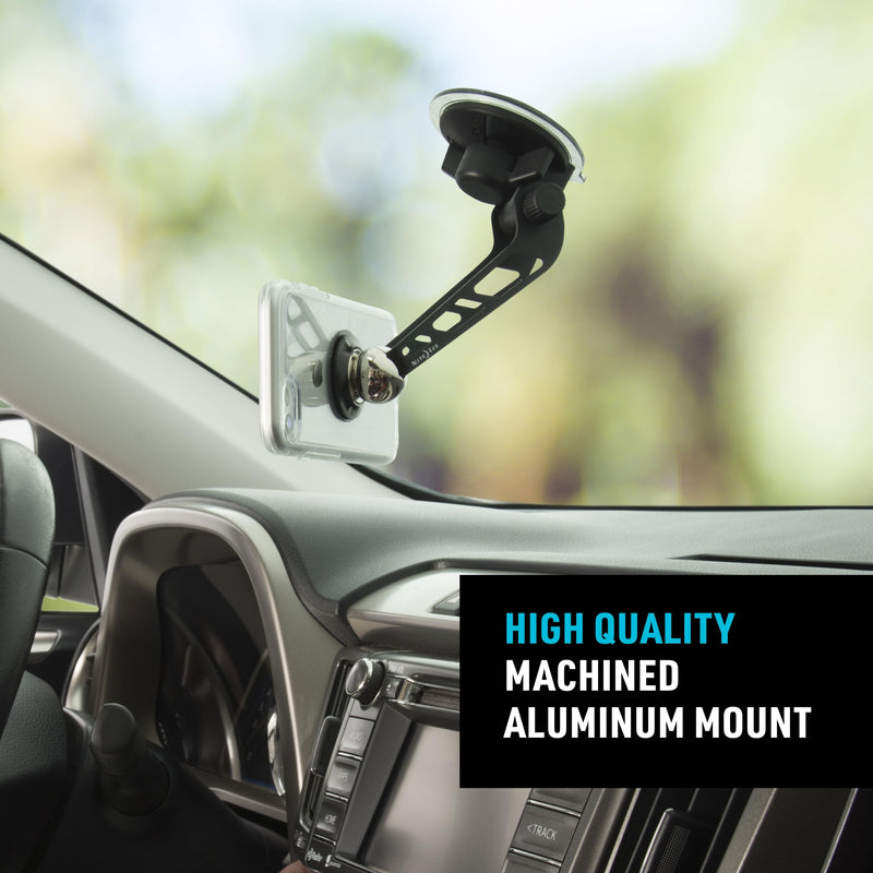 Nite Ize Steelie Windshield Mount - Phone Holder for Car Windshield - Alternative to Car Dashboard & Vent Phone Mounts - Compatible with Steelie Magnetic Mounting System - Black