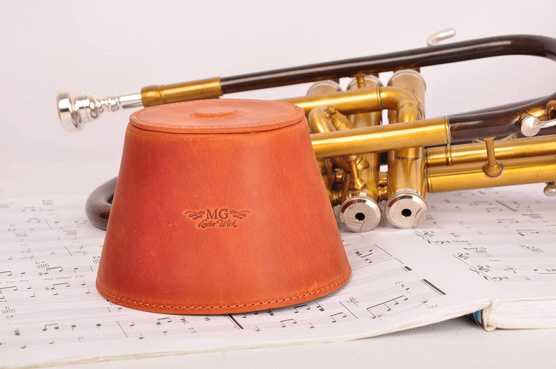 Trumpet magnetic mute, lightweight leather mute for jazz and classical trumpeters MG Leather Work (Trumpet, Brown) Trumpet