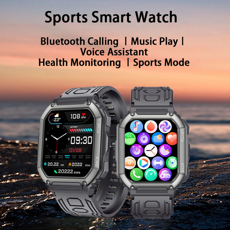Smart Watches for Men(Answer/Make Call), 1.8" HD Fitness Tracker Watch with Blood Pressure/Heart Rate Monitor, SpO2, 100+ Sports Fitness Smart Watch for Android/iOS Phones, 3 Watch Bands (Black)
