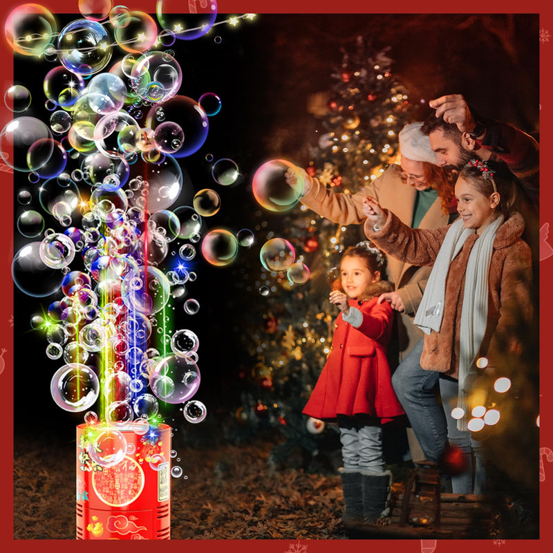 [AUSTRALIA] - Fireworks Bubble Machine (13 Holes) with Dazzling RGB LED Lights, Automatic Sparklers Bubbles Toy, Bubble Blower for Kids Toddlers, Party Birthday Wedding Christmas Chinese New Year Decorations 13 Holes With 80ml Bubble Solution 
