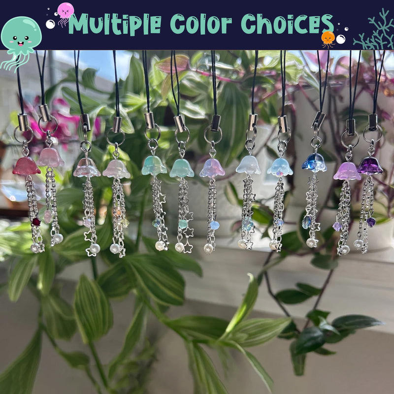 Jellyfish Phone Charm,Y2K Beaded Phone Strap Cute Jelly Phone Charms Aesthetic Cell Phone Accessories Chain for Women Girls Dark Blue