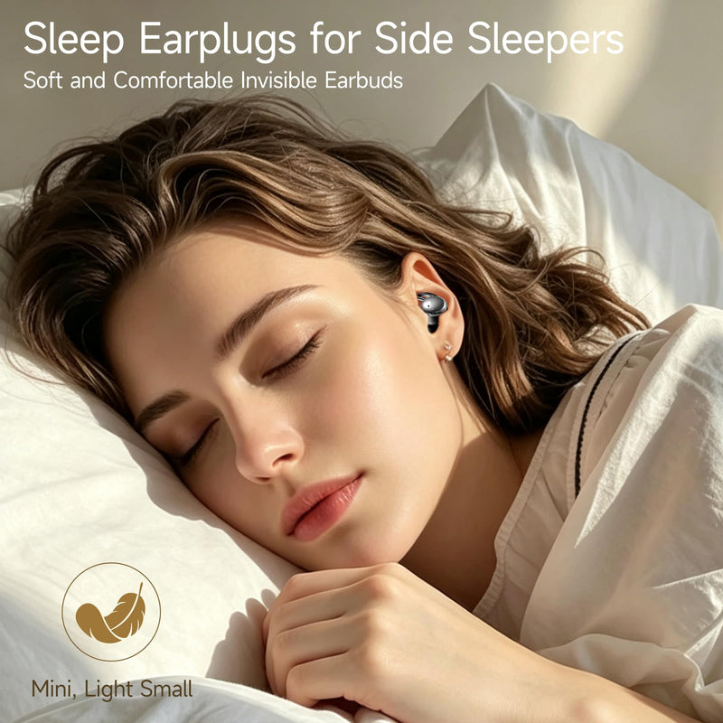 Sleep Earbuds for Side Sleepers, Bluetooth 6.1 Noise-Cancelling Sleepbuds | Sleep Headphones 90H Playtime,Invisible Mini Tiny Low Profile Earbuds for Sleep,Small Ear Canals White Noise Sleeping Earbuds carbon fiber black