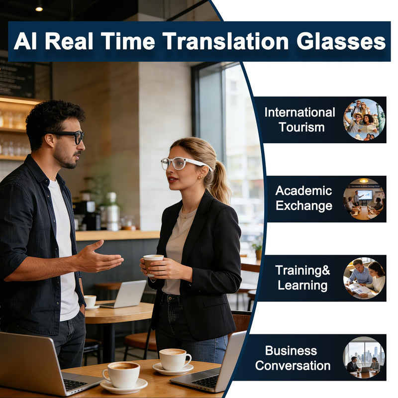 AI Smart Glasses with Camera: POV Video Recording & Bluetooth Audio | AI object recognition & translation, photochromic lenses, 290mAh battery W611White