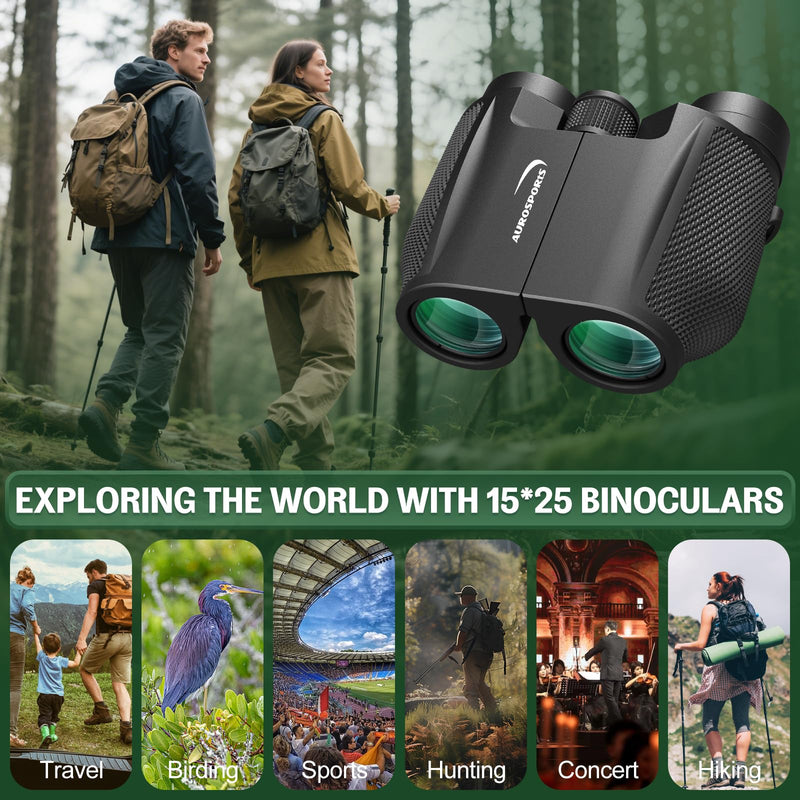 [AUSTRALIA] - Aurosports 12x32 Compact Binoculars for Adults - Small Binoculars with FMC Lens & BAK4 Prism - Wide 273ft/1000yds Field of View - Easy Focus Binos for Bird Watching Traveling Gifts for Men Women 