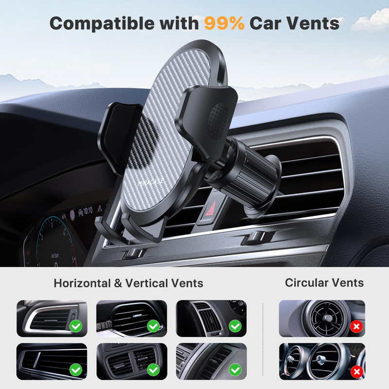 [AUSTRALIA] - Miracase Phone Holders for Your Car with Newest Metal Hook Clip, Air Vent Cell Phone Car Mount, Hands Free Universal Automobile Cradle Fit for iPhone Android and All Smartphones, Dark Black 
