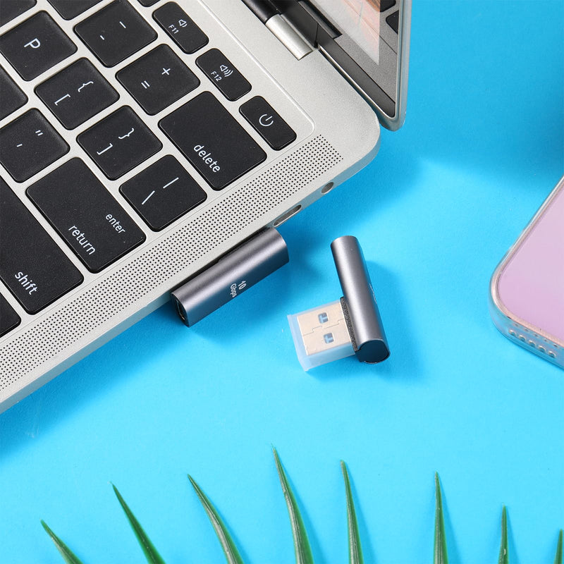 2 Pack 90 Degree USB C Female to USB Male Adapter, Type C to USB-A Charger Converter, for Phone Laptop Power Bank and More