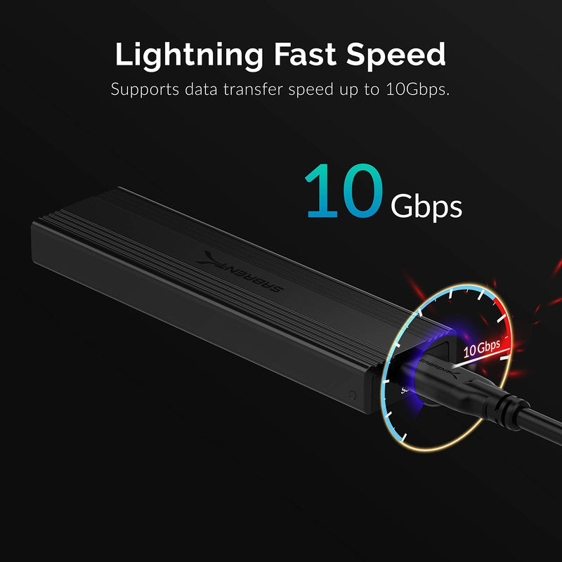 SABRENT USB 3.2 Type-C Tool-Free Enclosure for M.2 PCIe NVMe and SATA SSDs (EC-SNVE)