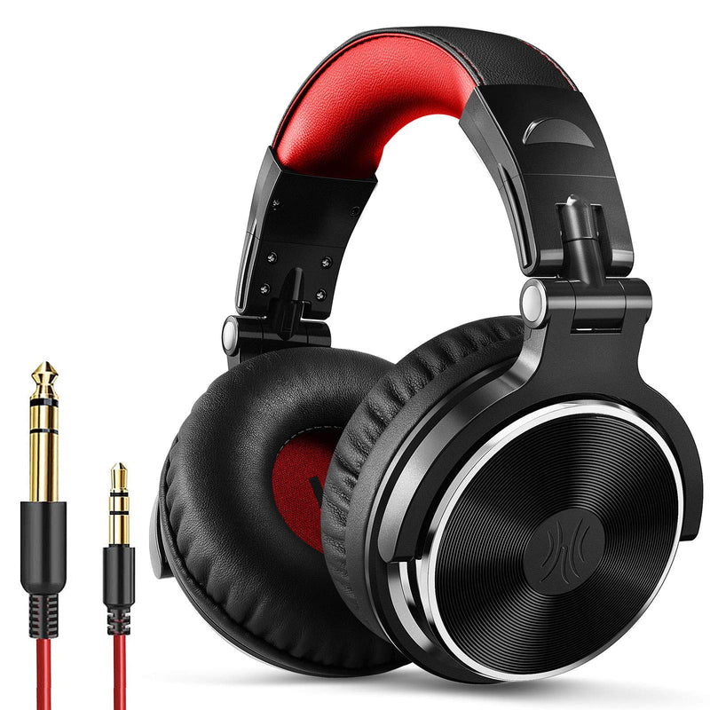OneOdio Over Ear Headphone, Wired Bass Headsets with 50mm Driver, Foldable Lightweight Headphones with Additional 6.3mm to 3.5mm 9.8ft Cable and 3.5mm 3.9ft Cable with Mic and On Off Button