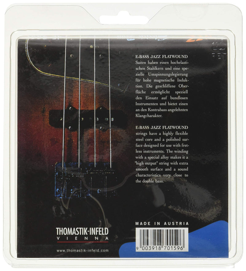Thomastik-Infeld Bass Guitar Strings - Flatwound Bass Strings For a Rich and Warm Traditional Jazz Sound - Durable String Set Includes JF34043 JF34056 JF34070 JF34100 - Made in Vienna long scale 34" 4-string flatwound