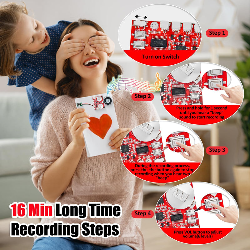 [AUSTRALIA] - Sound Module, JRGKJCP 16MB Push Button, Magnetron,Light Control Activated Recordable Voice Sound Chip Module with Light Strip,Speaker,for Greeting Card Audiobook, Xmas Presents Boxes, Kids's Toys. 