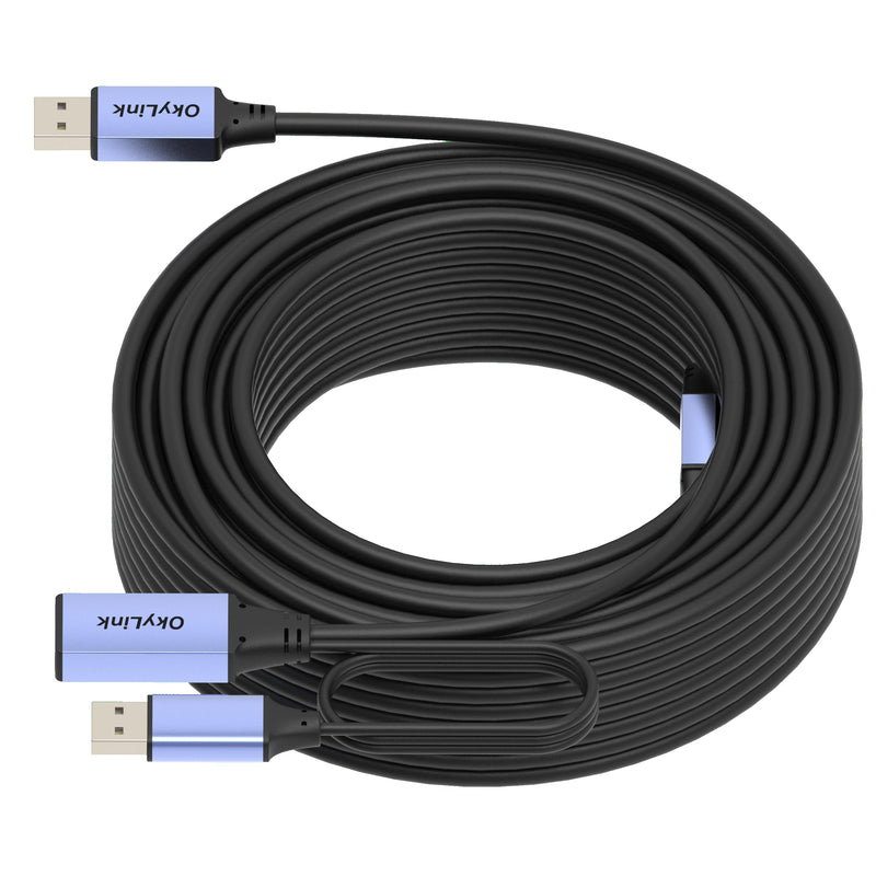 OkyLink Active USB 2.0 Extension Cable A to A, Male to Female 65ft(20M) | 480Mbps Signal booster cord, compatible with printer, mouse, keyboard, scanner, camera USB2.0 65ft (20m)