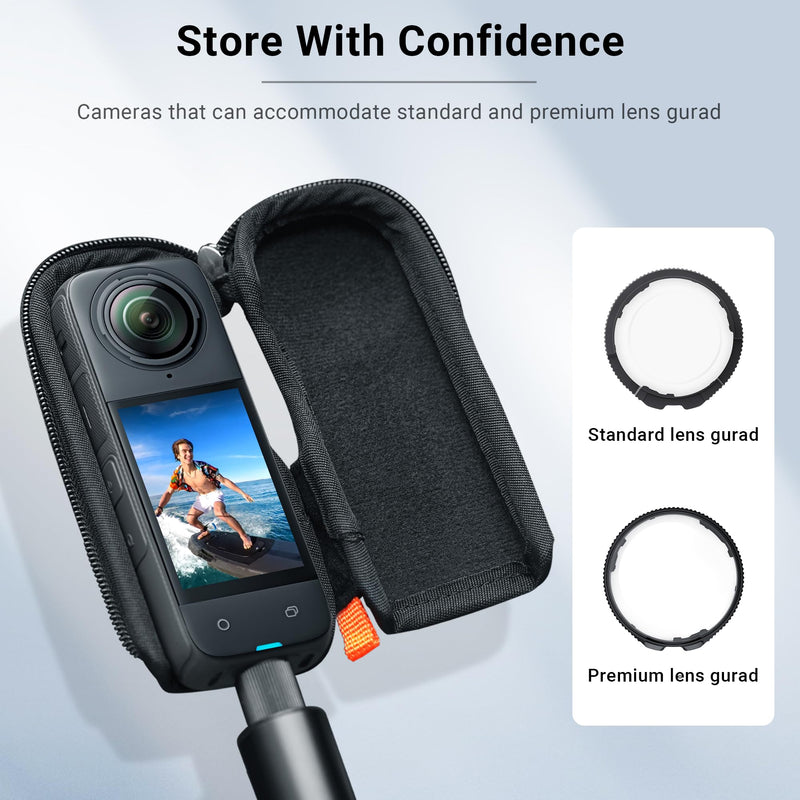 [AUSTRALIA] - CYNOVA Case for Insta360 X4/X5 (for Original Lens Cap), Insta X5 Carrying Case with 2X Glass Screen Protector,Hard Shell Travel Protector Cover Compatible with Insta360 X5 Accessories Black 