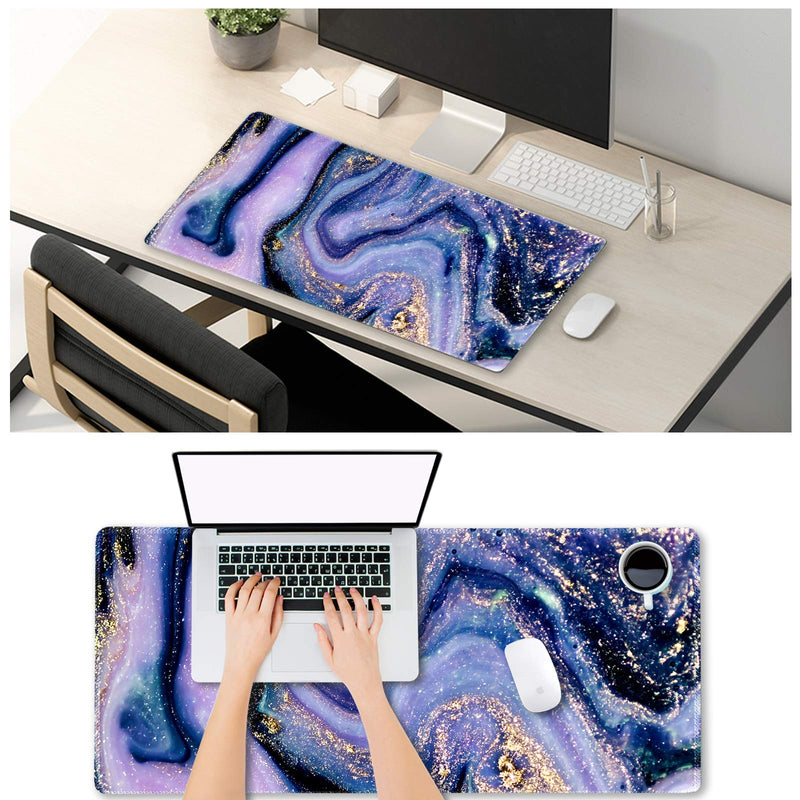 Extended Gaming Mouse Pad XXL ArtSo Large Keyboard Mat Long Mousepad Desk Decor Writing Pad Non Slip Rubber Base Stitched Edges for Work, Game, Office, Home, 35.1" x 15.7" , Purple Marble