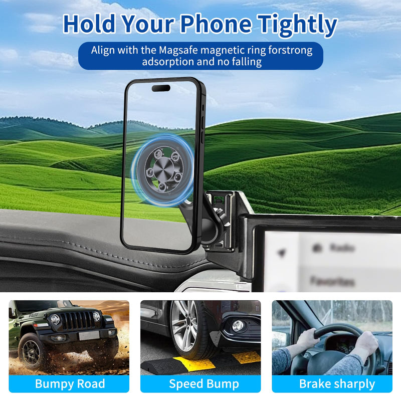 Car Phone Holder for Toyota Sequoia 2023-2025 & Tundra 2022-2025 Accessories 14-inch Screen，Car Mount，[Strongest Magnets] 360° Rotation [Extended Arm]，Compatible with All Cell Phones