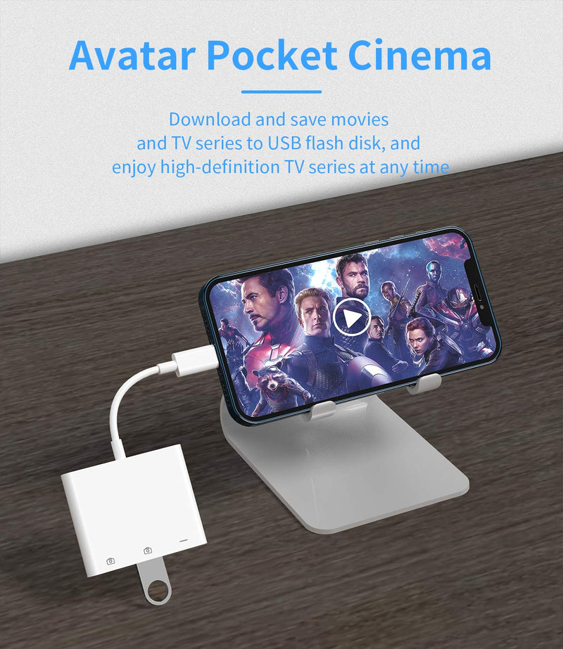 Apple Certified Lightning Male to USB Female Adapter OTG and Charger Cable for iPhone 11 12 Mini max pro xs xr x se 7 8plus Ipad air A Camera Memory Stick Flash Drive Cord Converter Charging Splitter