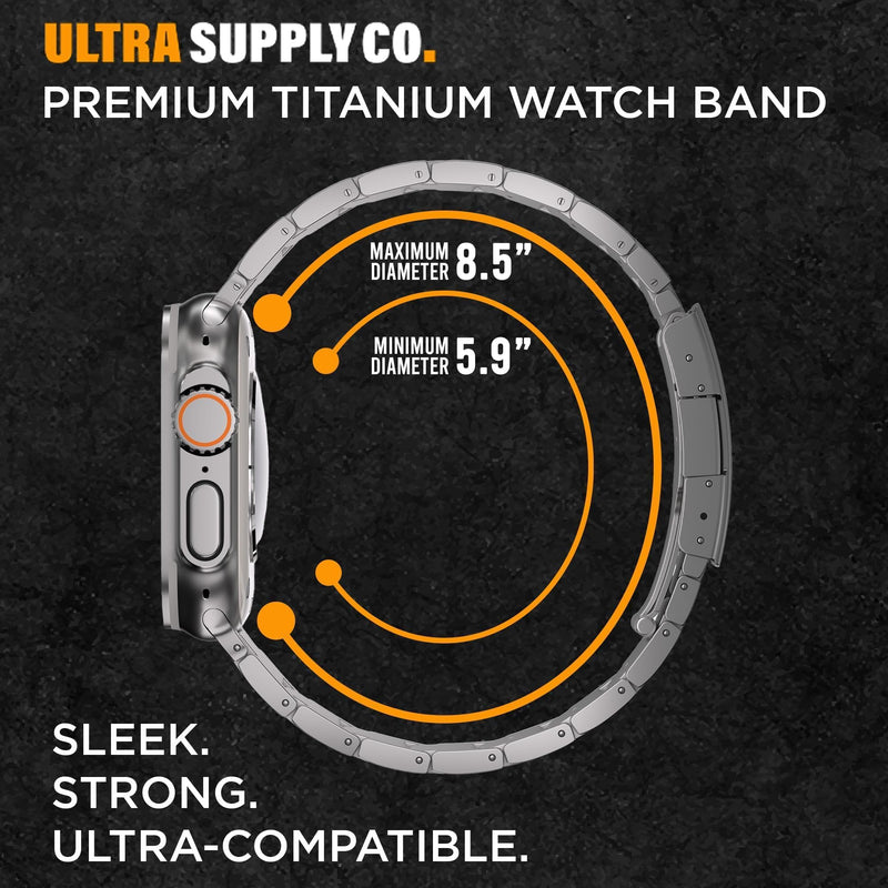 Titanium Band for Apple Watch Ultra 3/2/1 (49mm), DLC Coating | Scratch Resistant Diamond-Like-Carbon Coating, Titanium Bracelet with Folding Clasp, Color Matching Natural Titanium Natural Titanium | Foldover Clasp | 22mm