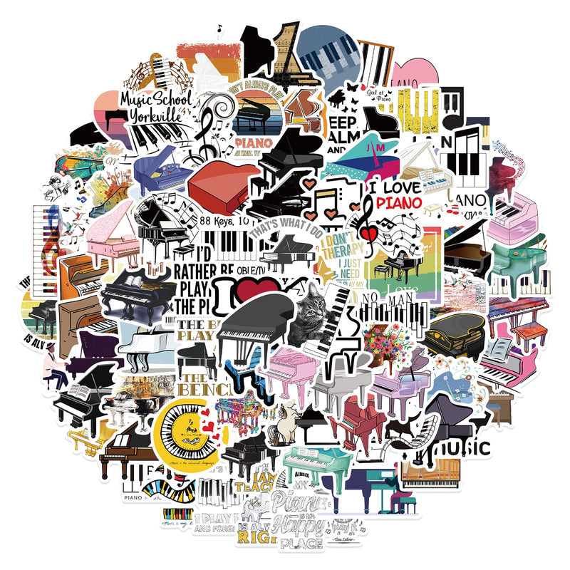 100 PCS Piano Stickers,Vinyl Aesthetic Music Instrument Stickers for Water Bottles,Laptop,Cellphone,Skateboard,Guitar,Piano Decal - Perfect Gifts for Kids,Girls,Teens, Students 100 Pcs Piano