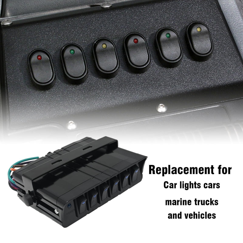 [AUSTRALIA] - EATAKWARD 6 Gang Switch Box Rocker Switch Panel 12V Rocker Switch Box 40 Amp Max ON/Off Switch Panel Box for Car Truck Auto Boat RVs (12 AWG Wires, 12 Volt DC) 