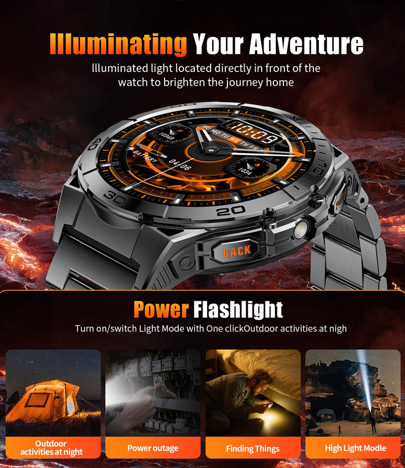 LIGE Military Smart Watch for Men, 1.6'' AMOLED Rugged Smart Watch with 600mAh Battery/Heart Rate/Blood Pressure/Sleep Monitor,IP68 Waterproof Fitness Tracker Watch for Android iPhone Gery Gray
