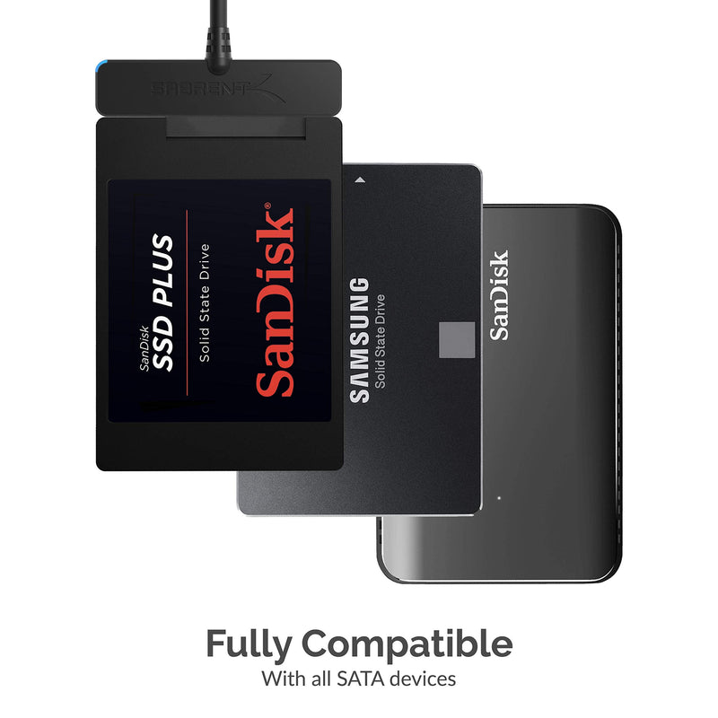 USB 3.0 to SSD / 2.5 Inch SATA I/II/III Hard Drive Adapter+USB 3.0 to SATA External Hard Drive Lay Flat Docking Station for 2.5 or 3.5in HDD, SSD