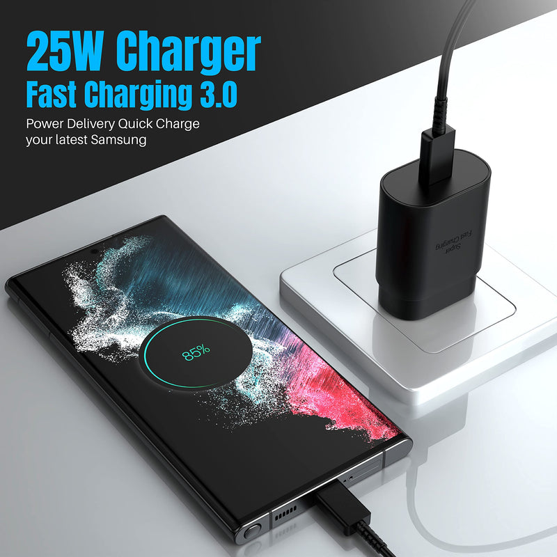 Galaxy S24 S23 USB C Charger Block 25W PD Super Fast Charger Type C Wall Plug Adapter Quick Charging for Samsung Galaxy S24/S23/S22/S21/S20/Z Fold 3/4/5/Note20/iPhone 14/iPad/Tablet/Watch-1Pack