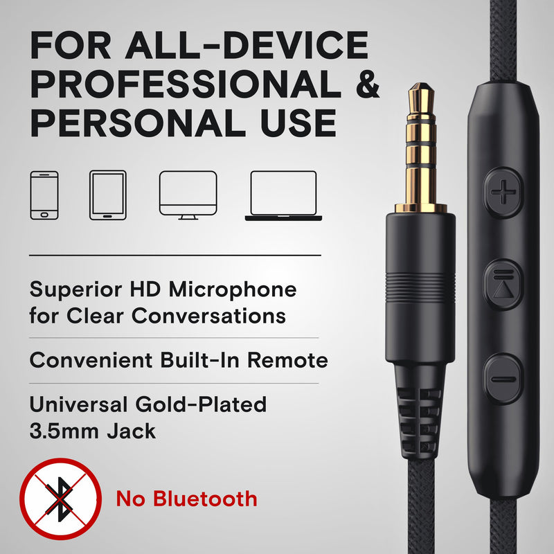 [AUSTRALIA] - ARTIX CL750 On-Ear Headphones Wired with Mic — Noise Isolating Plug in Headphones, Computer Headphones with Microphone, Headphones for Laptop, Headphones Corded, Headphones with Cord (Aux Jack 3.5mm) Black 