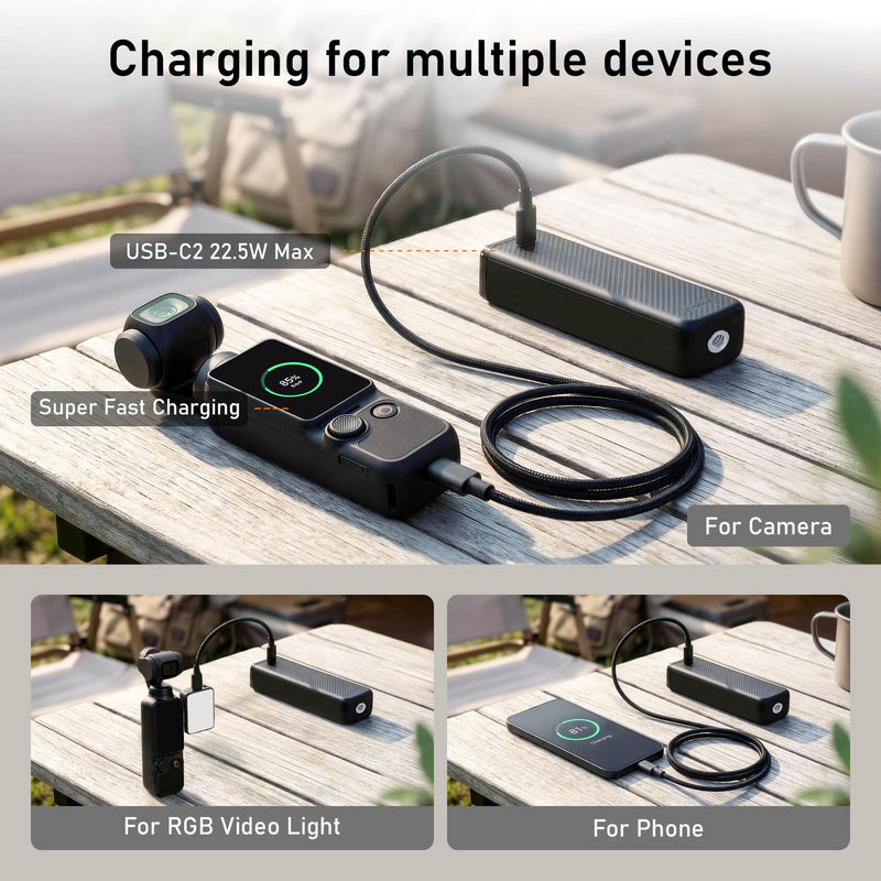 [AUSTRALIA] - CYNOVA Osmo Pocket 3 Battery Handle for DJI Osmo Pocket 3 Accessories, Pocket 3 Battery Grips Compatible with Xtra Muse, 5000mAh 22.5W Fast Charging Power and Reserved 1/4”Thread 
