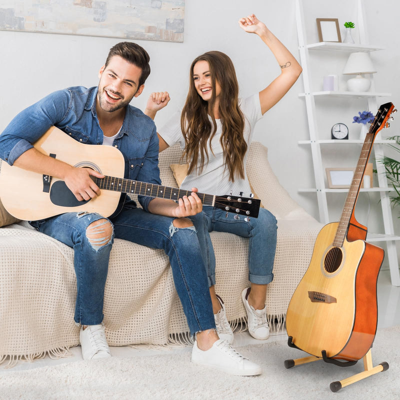 MUSO Guitar Stand,Acoustic Guitar Stand,Wood Classical Electric Guitar Stand,Foldable Bass Guitar Stand,Guitar Accessories also fit Bass,Violin,Ukulele (Bamboo) Bamboo