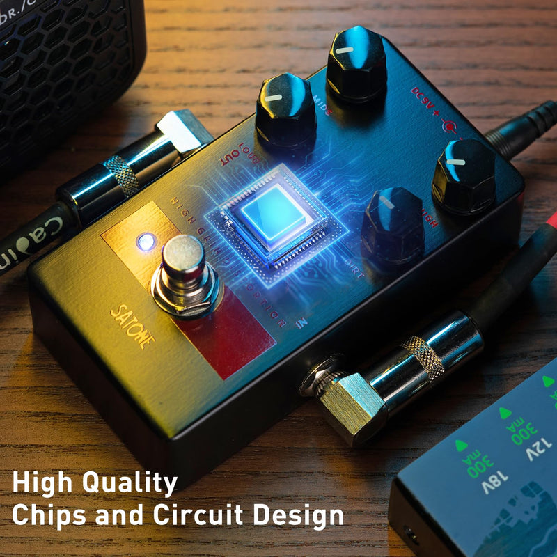[AUSTRALIA] - Satone S811 Riffer High Gain Distortion Electric Guitar Effect Pedal - High Gain Distortion Effect Preset Acoustic Metal Pedal with True Bypass 