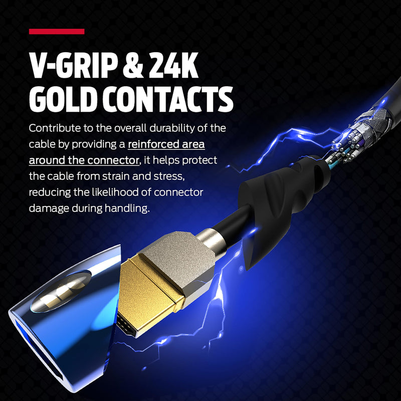 Monster 8K HDMI Cable — Xbox Series X & PlayStation 5 HDMI Cable w/ 24K Gold Contacts & V-Grip, 48 Gbps Speed, 60/120 Hz Refresh Rate, Dynamic HDR & eARC for Superior Visuals & Audio (6 FT) New Model