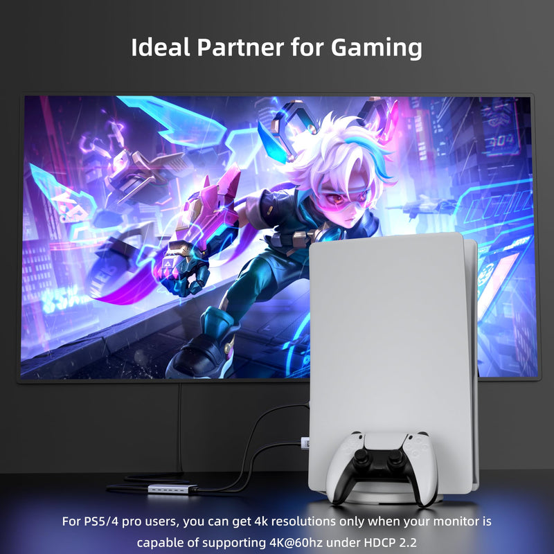 fairikabe 4K@144Hz HDMI 2.1 to DisplayPort 1.4 Cable Adapter 6FT | 4K@120Hz/8K Active HDMI Source to Display Port Monitor Cable 8K, Converter for Computer PC PS5 Xbox, Male to Male