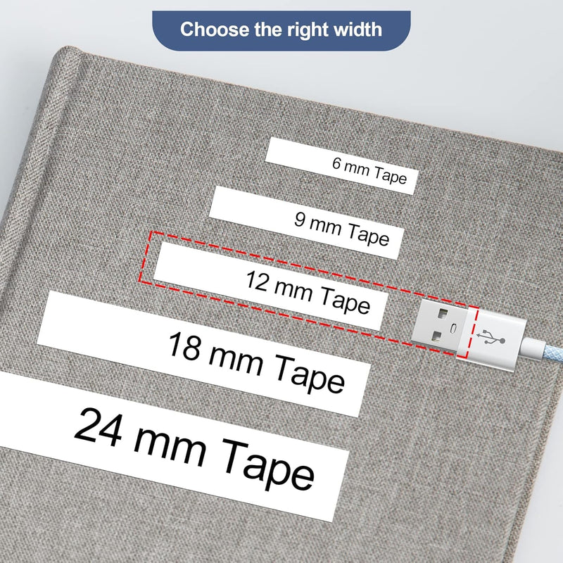 [AUSTRALIA] - Unismar 5-Pack Compatible for Brother Black on White 12mm Label Tape Replacement for Ptouch PTD200 PTD202 PTD210 PTD600 PTD400 PTH100 PTH110 PT1280 Label Printer 26.2Ft(8m) 