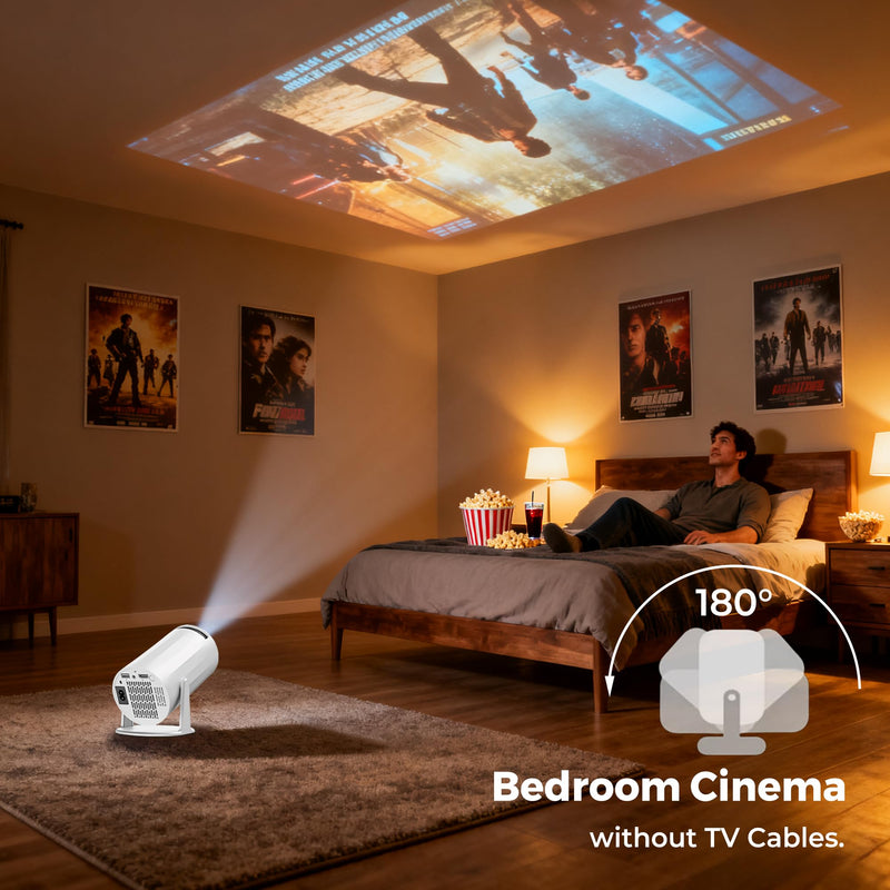 Mini Projector with WiFi and Bluetooth, Portable Movie Projector Support 4K, Auto Keystone,210° Rotation, 130'' Screen Smart Projector Compatible with HDMI Phone TV Stick for Bedroom Outdoor A-X8