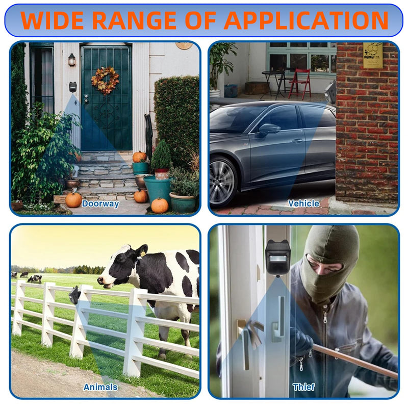 [AUSTRALIA] - Wireless Doorbell and Motion Sensor Alarm | Long Range Driveway Alert System with Indoor Receiver | 120° Detection, IP65 Waterproof, USB-C Charging for Home Business Security 【Sensor*1+ Receiver*2】 
