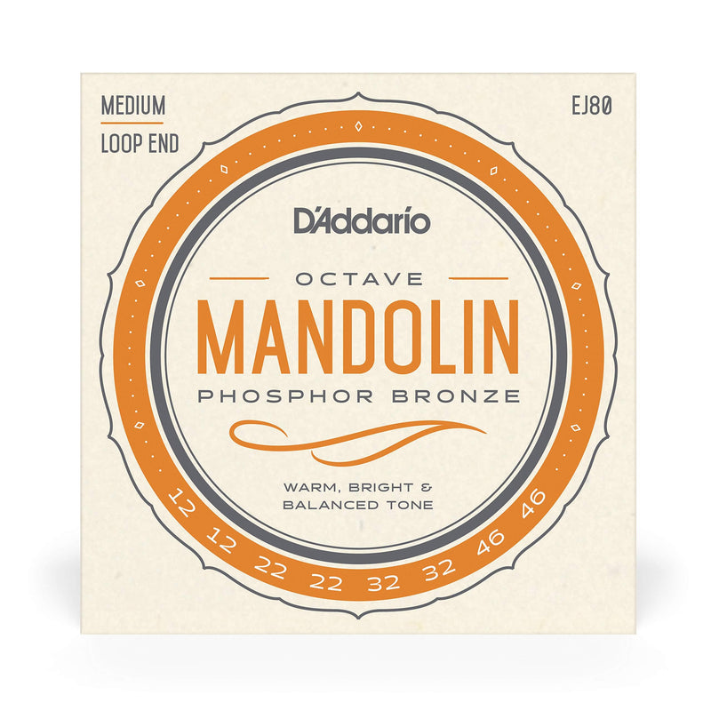 D'Addario EJ80 Phosphor Bronze Octave Mandolin Strings, Medium, 12-46