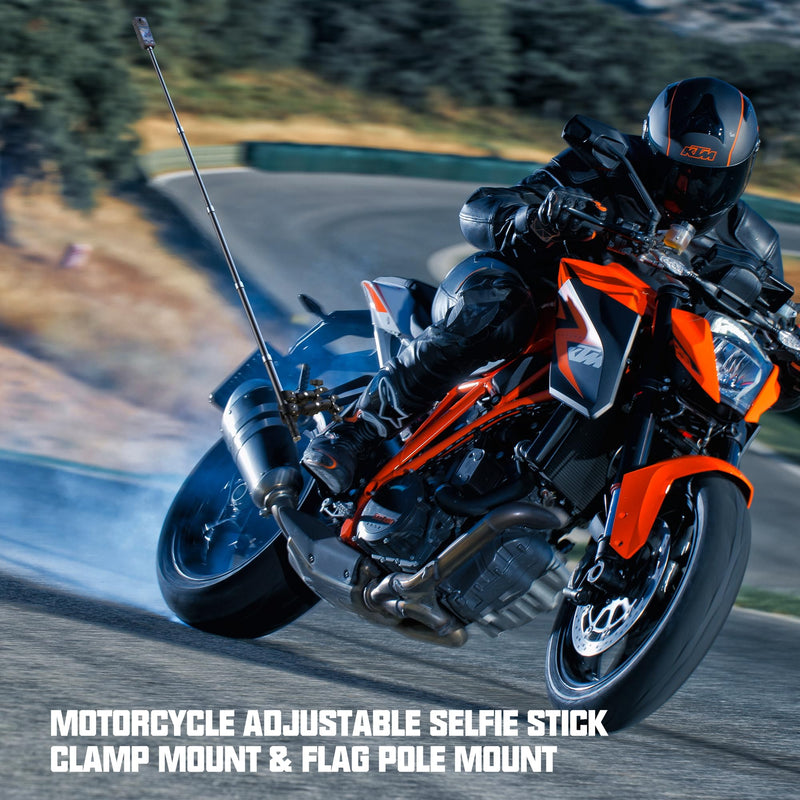 Motorcycle Bike Handlebar Double clamp Mount with 59" Invisible Selfie for insta360 X4/X3/X2/XONE/GO2/3(locking anti-fall version)