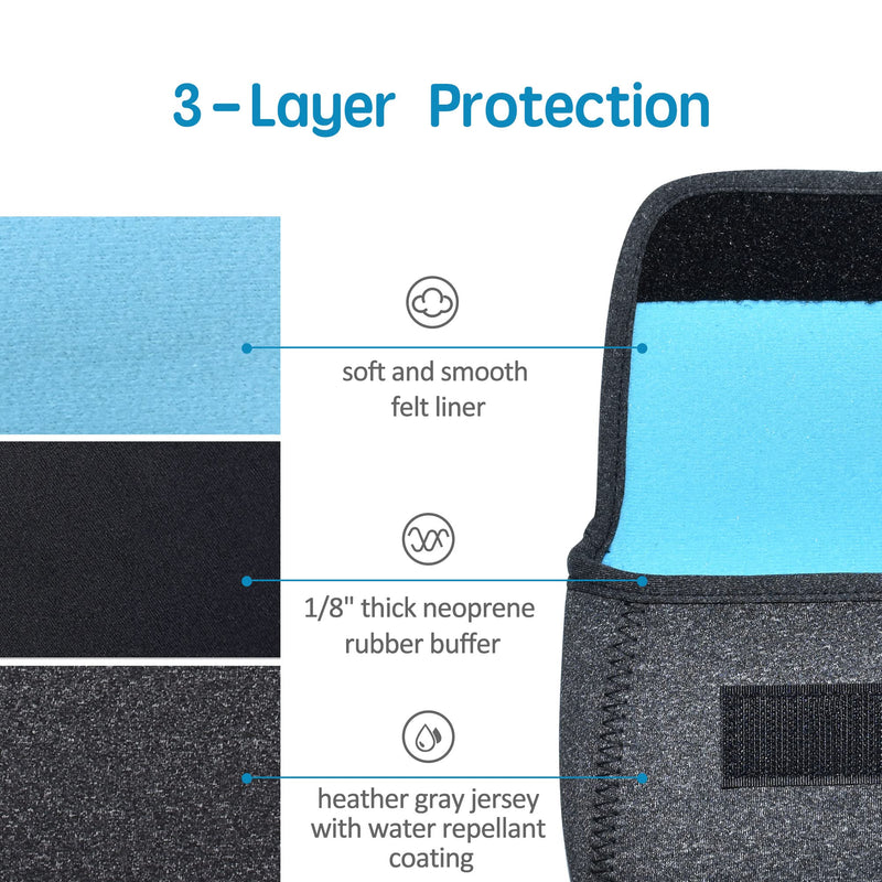 QUESTON Storage Pouch Bag Cases for Accessories MacBook Laptop Power Adapter, Wireless Mouse, iPhone Chargers, Cellphone, Power Bank, Cord, Travel Cable Electronic Organizer (Deep Gray) Medium Deep gray/blue
